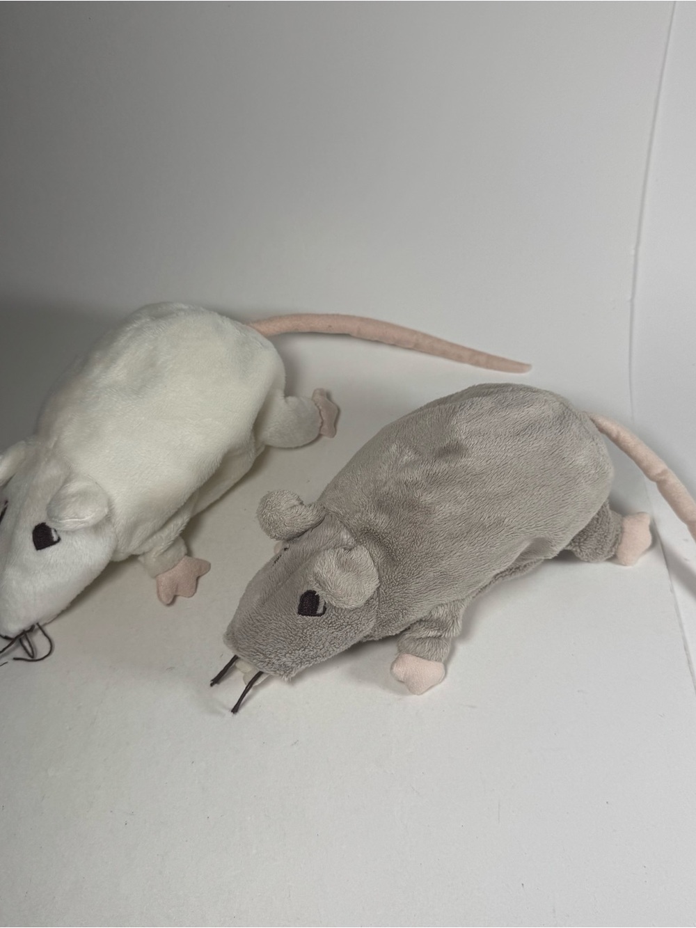 Ikea Plush Gosig Ratta Grey White Pair 8" Stuffed Animal Toy